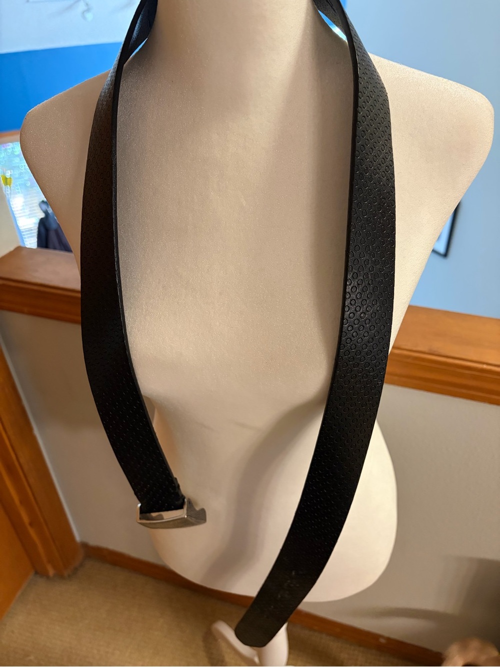 Men's Black Leather belt with buckle -42 made in Italy For All Mankind